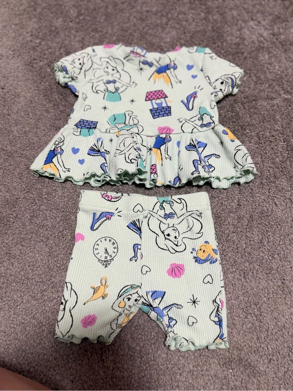 Disney Baby Peplum Top and Biker Short Set Girls 3-6 Month Disney Princess